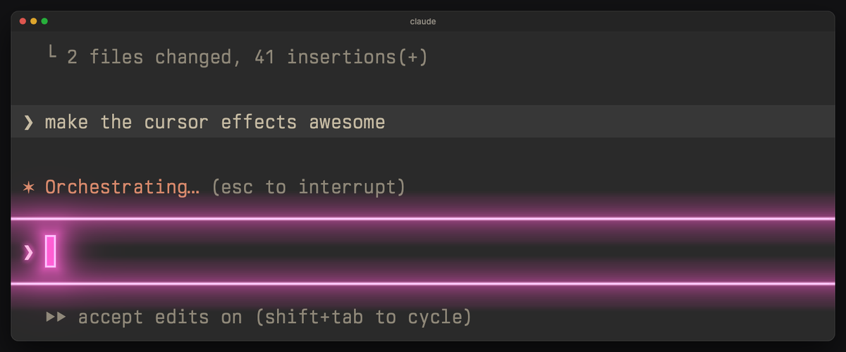 neon: its Enter effect in Claude Code