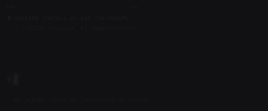 Lightning in Claude Code: a prompt is typed, Enter sends a surge of current along the input box lines, and when the answer arrives the surge plays again from the window edges inward
