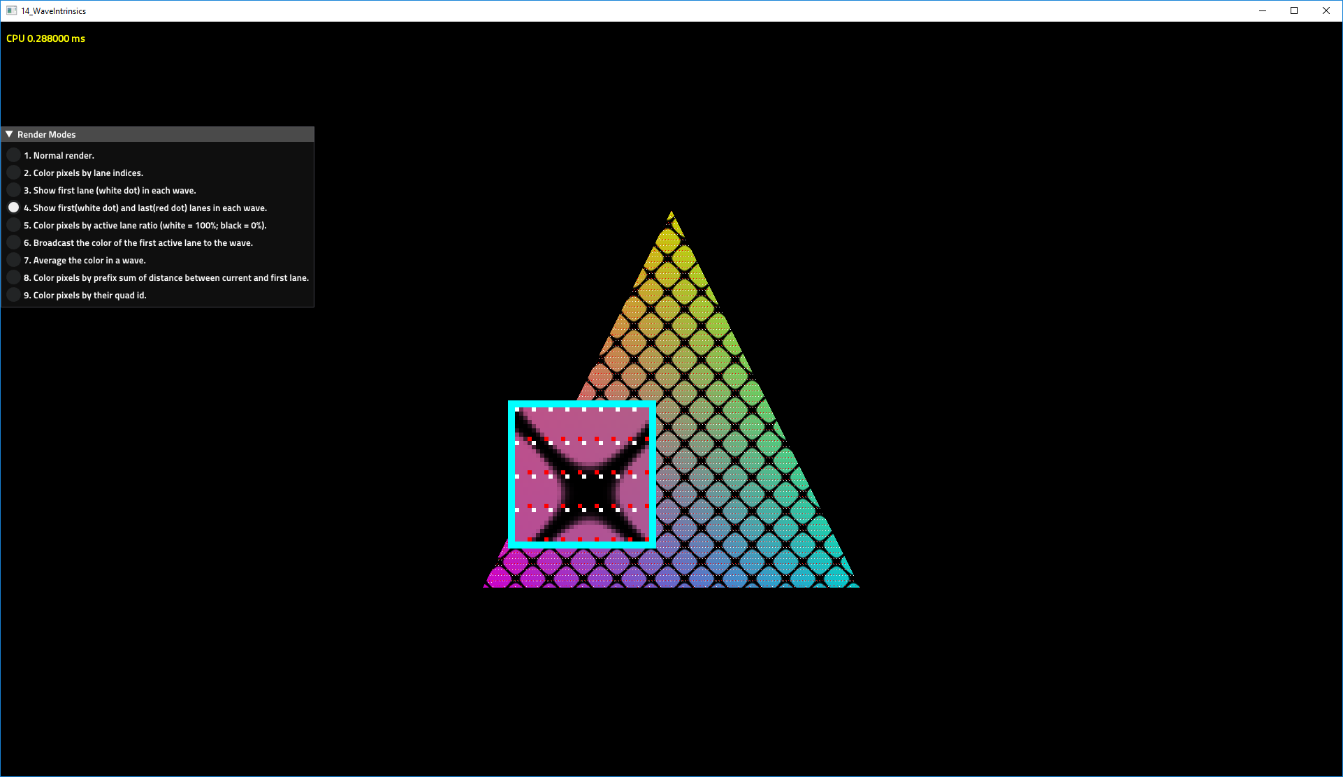 Image of the Wave Intrinsics unit test in The Forge