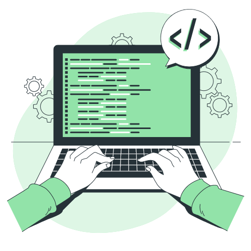 Animated Hand coding illustration by Storyset
