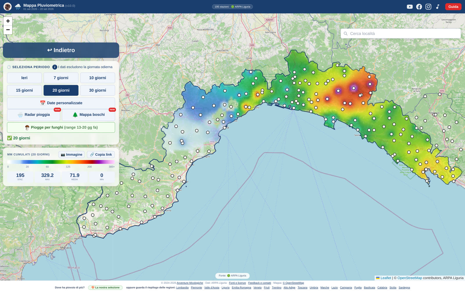 La mappa delle piogge in Liguria: le zone più bagnate, stazione per stazione