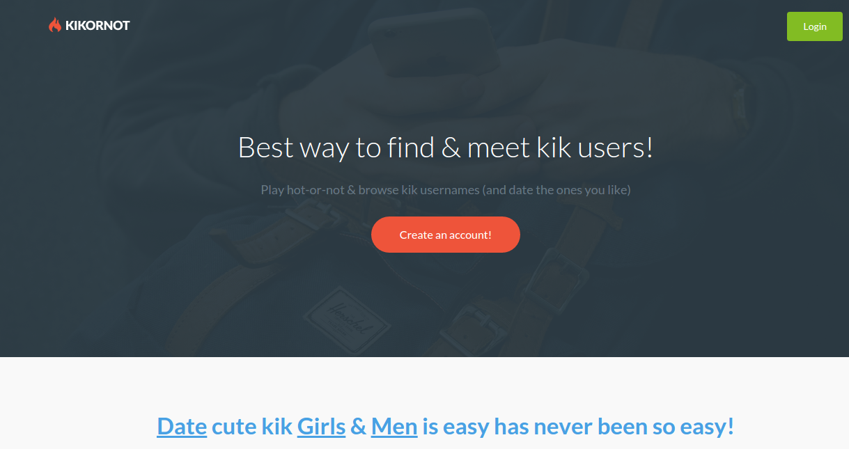 Homepage Kik Tinder Clone, Swipe Profiles
