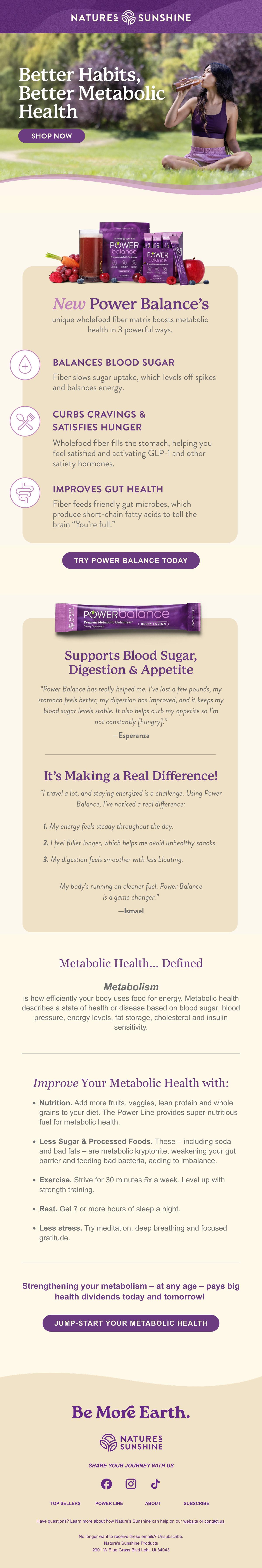 Nature’s Sunshine Power Balance educational email