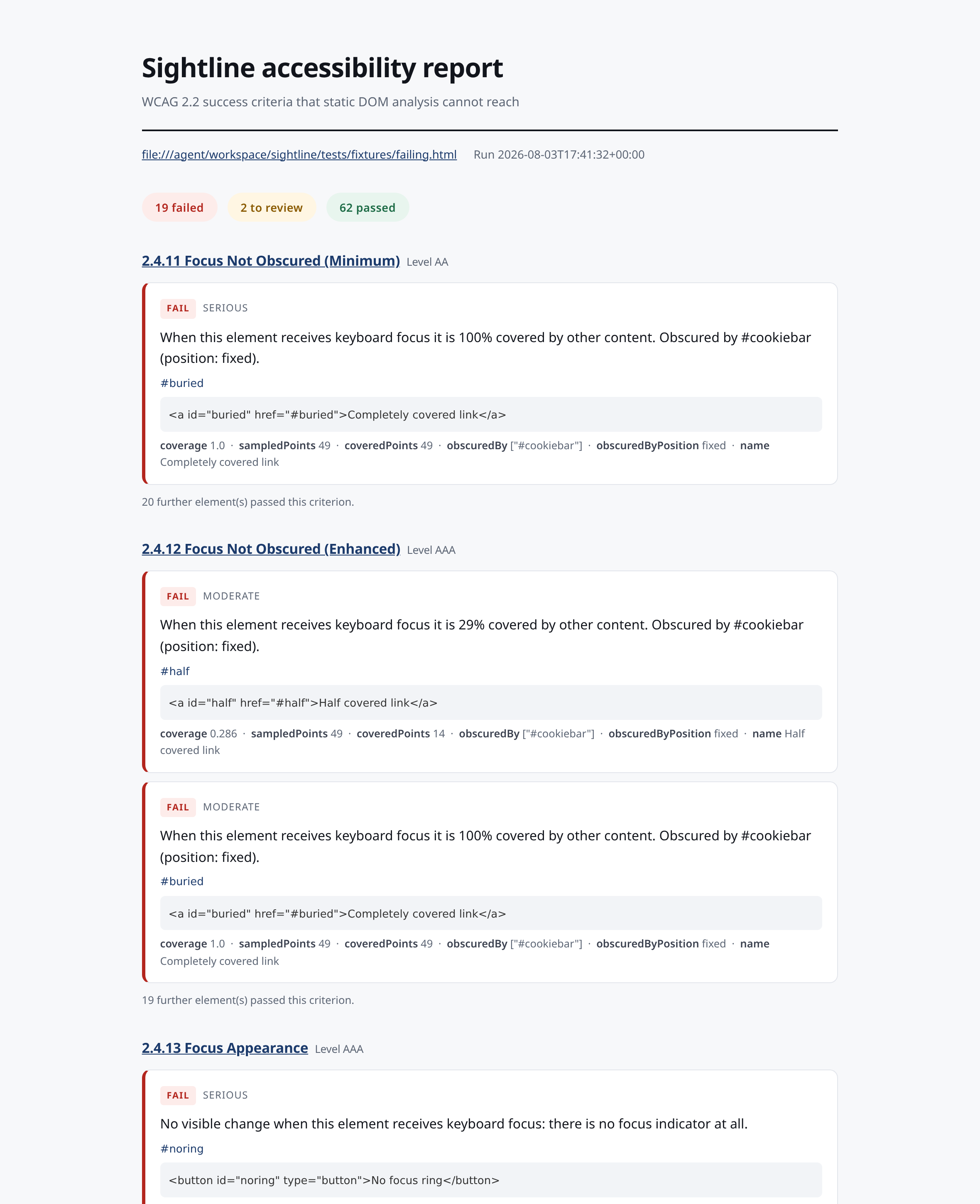 HTML report