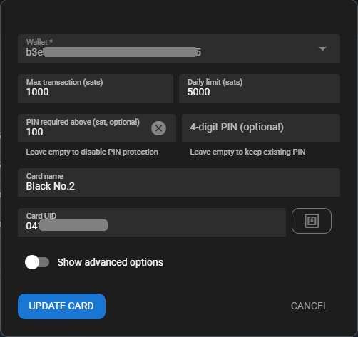 LNbits PIN limit configuration