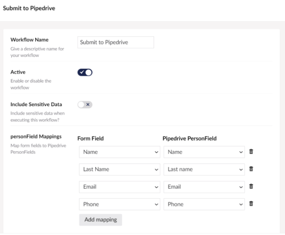 Personfield mapping