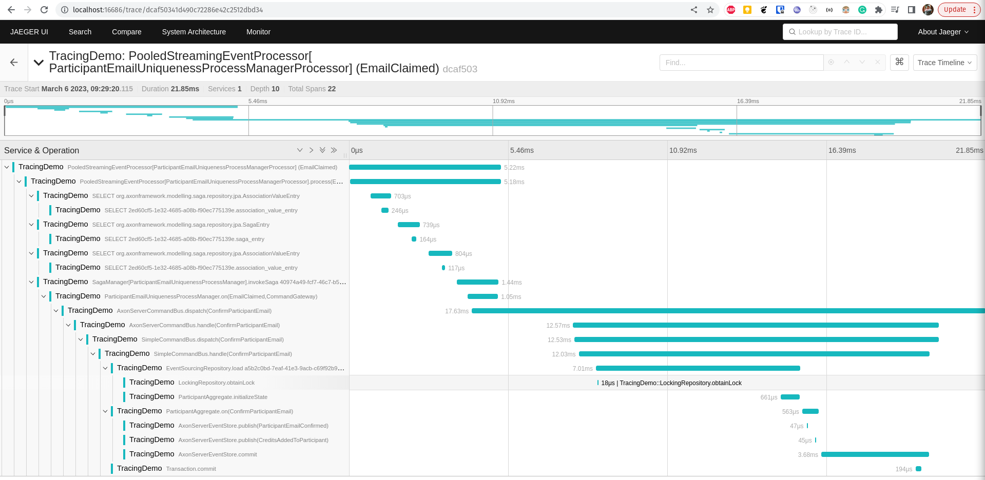 OpenTelemetry tracing in Jaeger