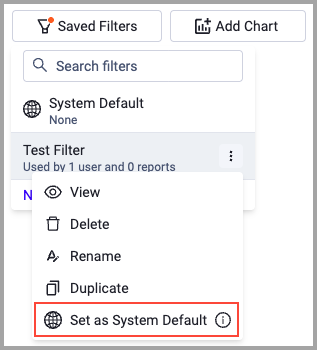 Saved Filter Setting