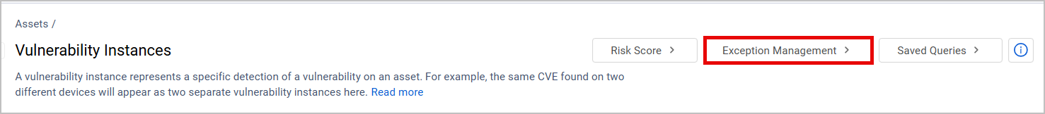 Exception Management button