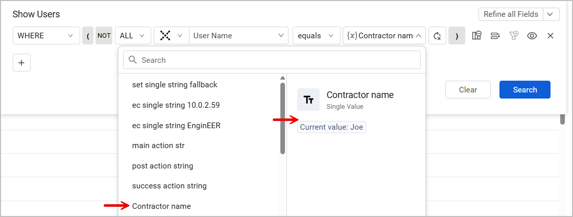 selecting a variable