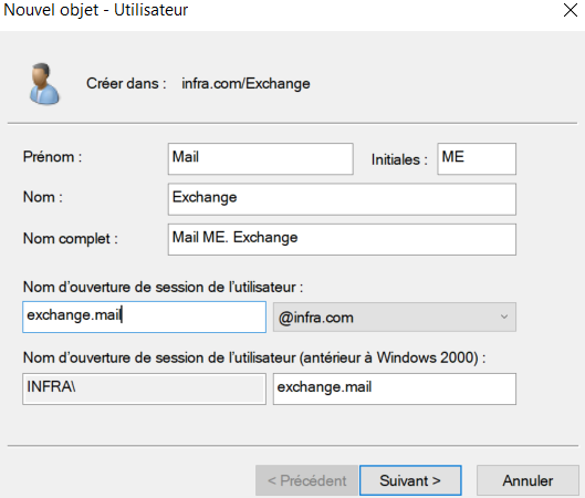 Configuration du Windows Exchange Server 5