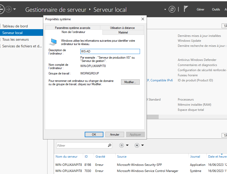 Configuration du Windows Server 1