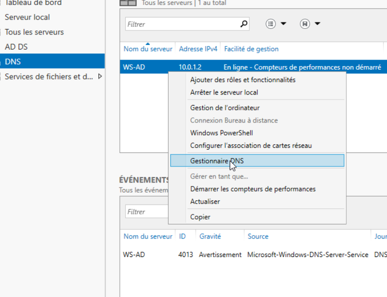 Configuration du DNS 1