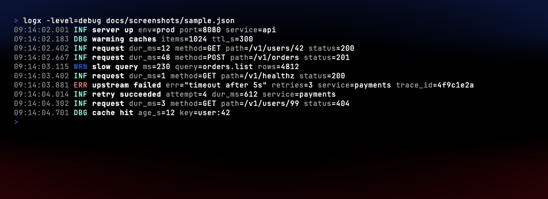 logx pretty output