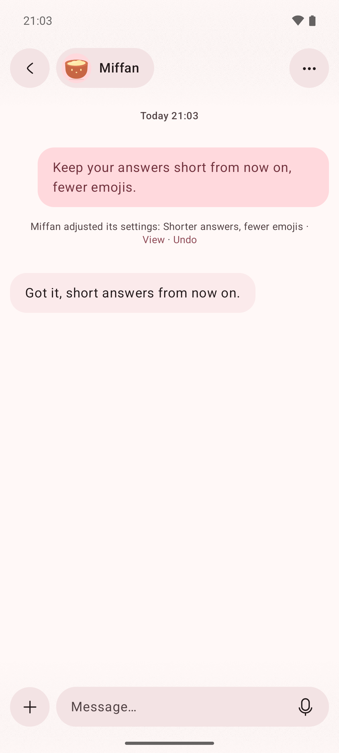 A partner adjusting its own preferences with an undo notice
