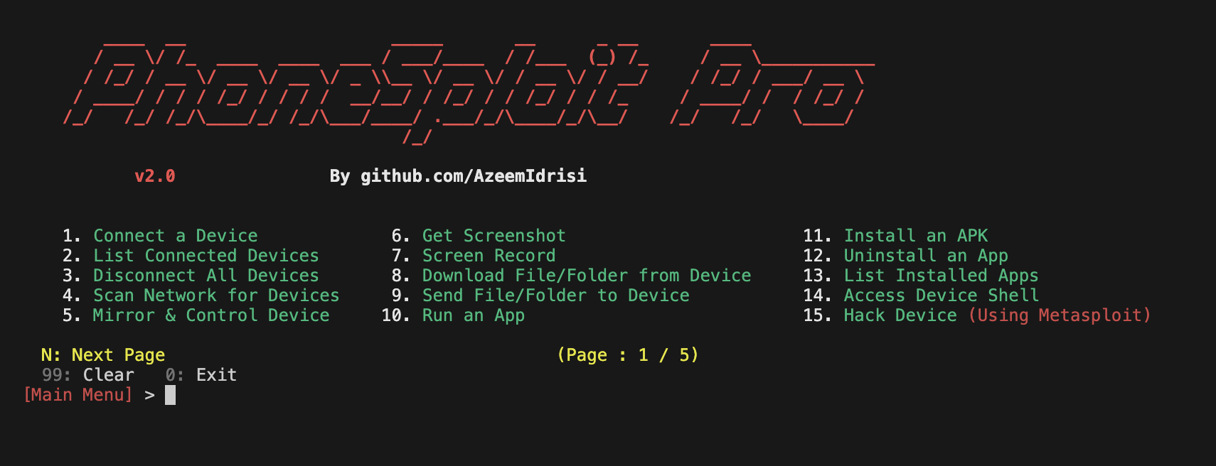 Screenshot Page 1
