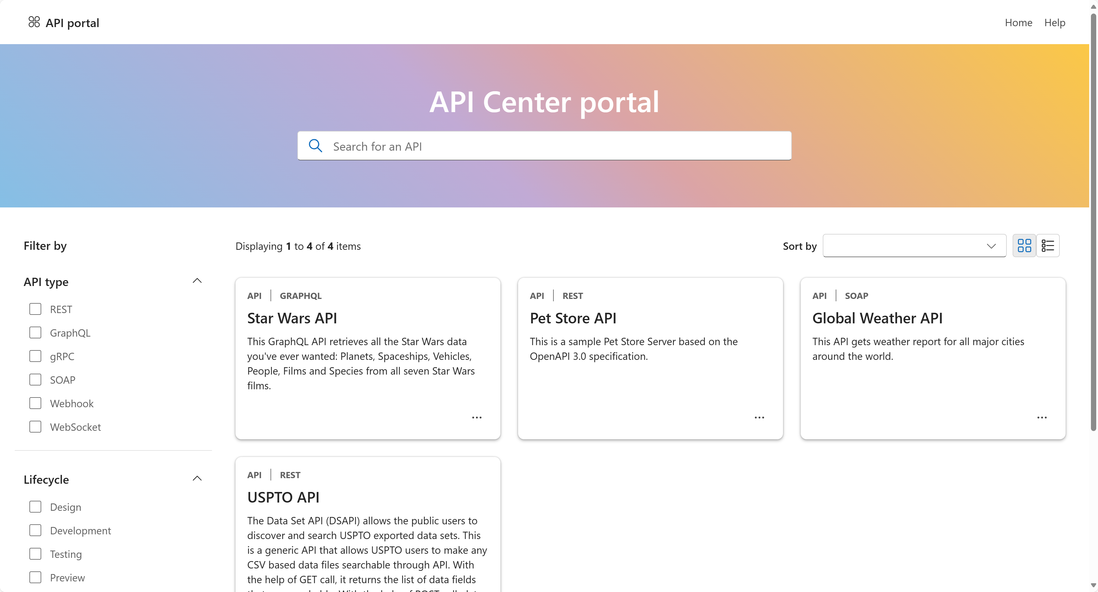 API Center Portal