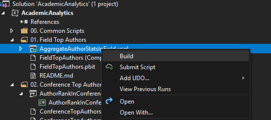 Build USQL script in Visual Studio
