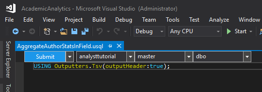 Submit USCQL script in Visual Studio