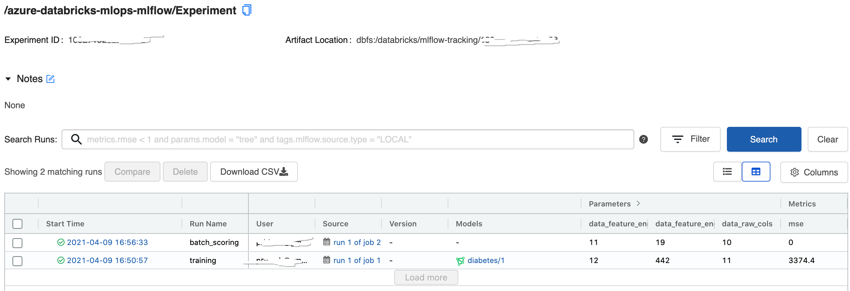 Databricks mlflow experiment