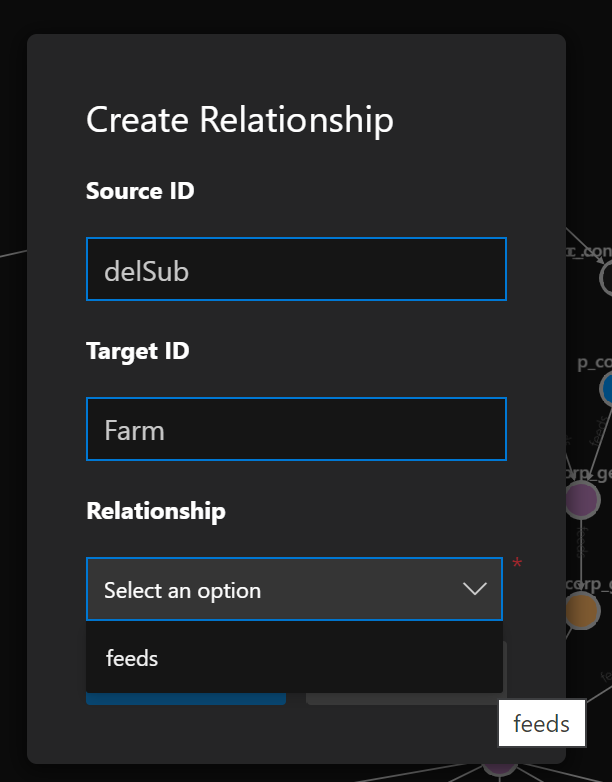 create relationship dialog