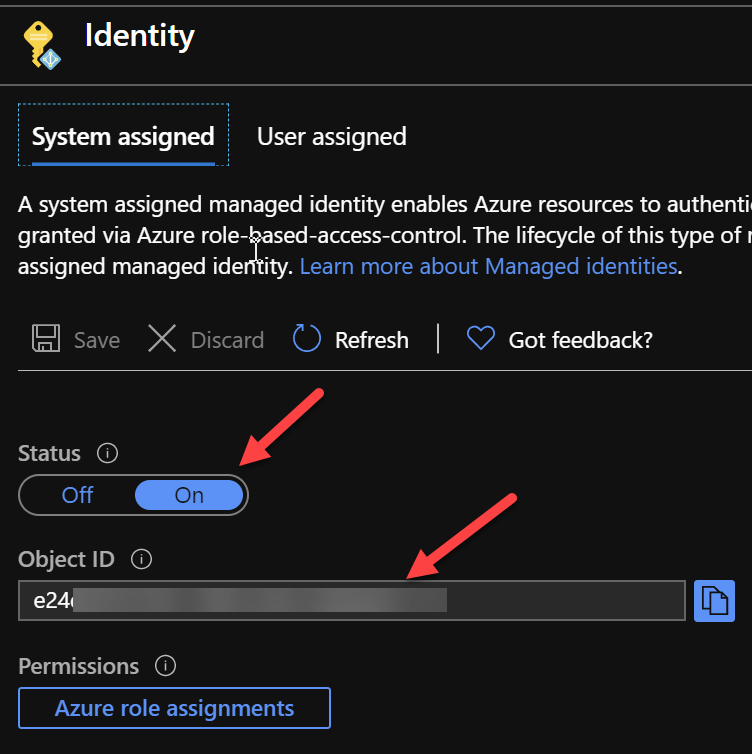 Configuration of a Function App's Identity with Managed Identity