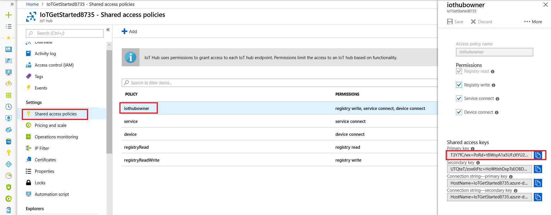 Azure IoT Hub connection string