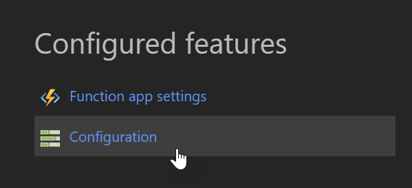 Location/appearance of 'Configuration' option in Azure Portal