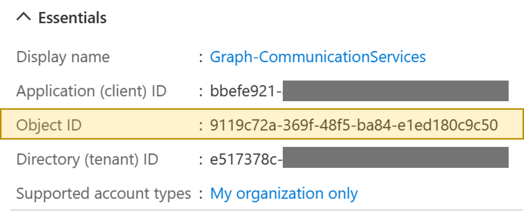 Object ID in Azure AD app registration