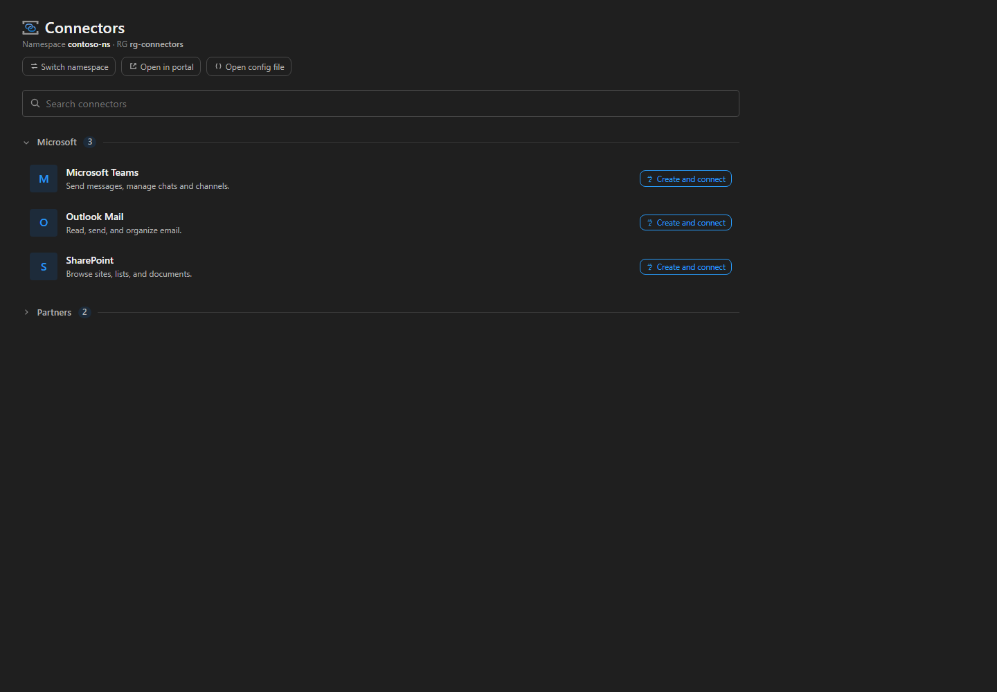 Connector Namespaces preview