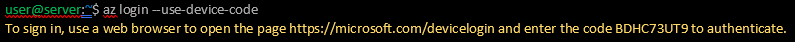 Azure CLI Account Device Code Sign In