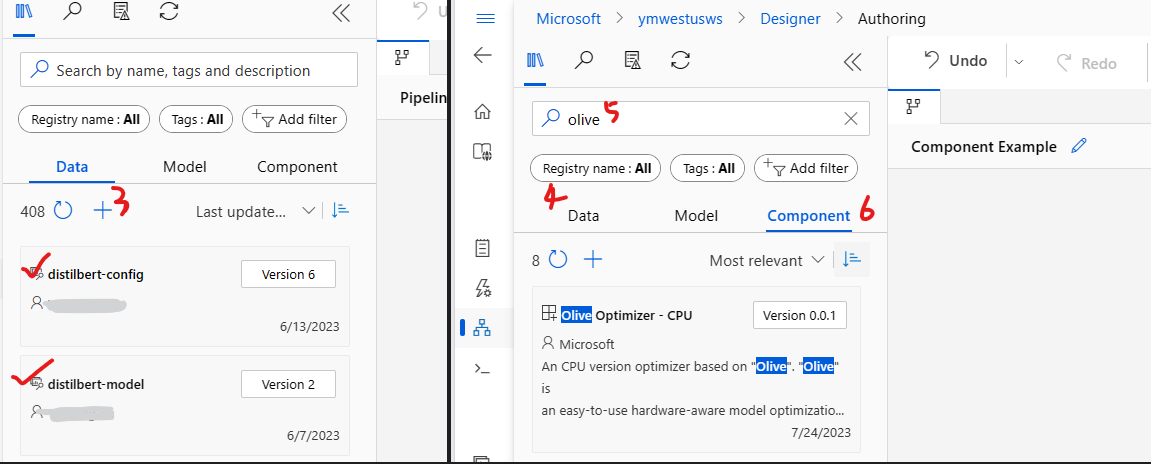 Register inputs and choose component