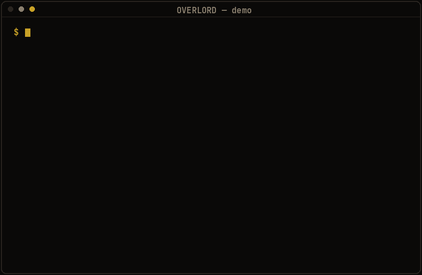 OVERLORD demo: rm -rf inside a transactional shell, then rollback — everything comes back