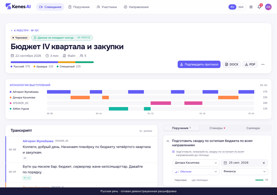 Русская цитата Динары и связанное поручение с ответственным и сроком