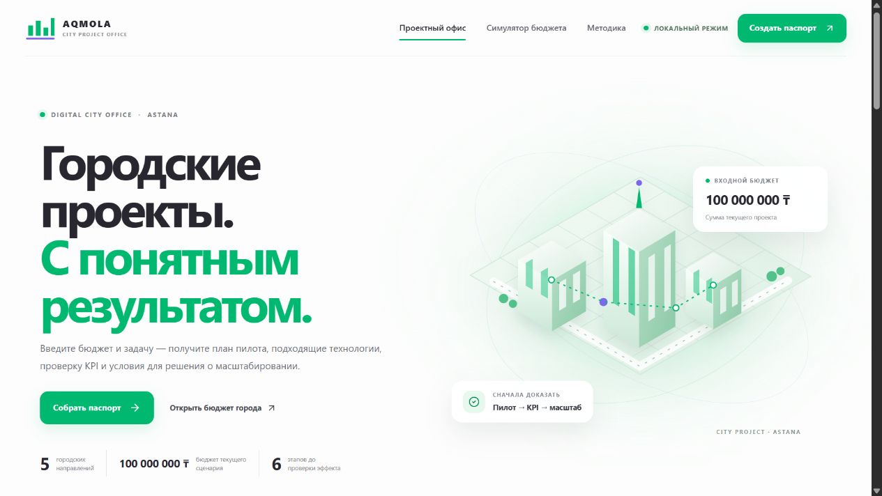 Главный экран городского проектного офиса