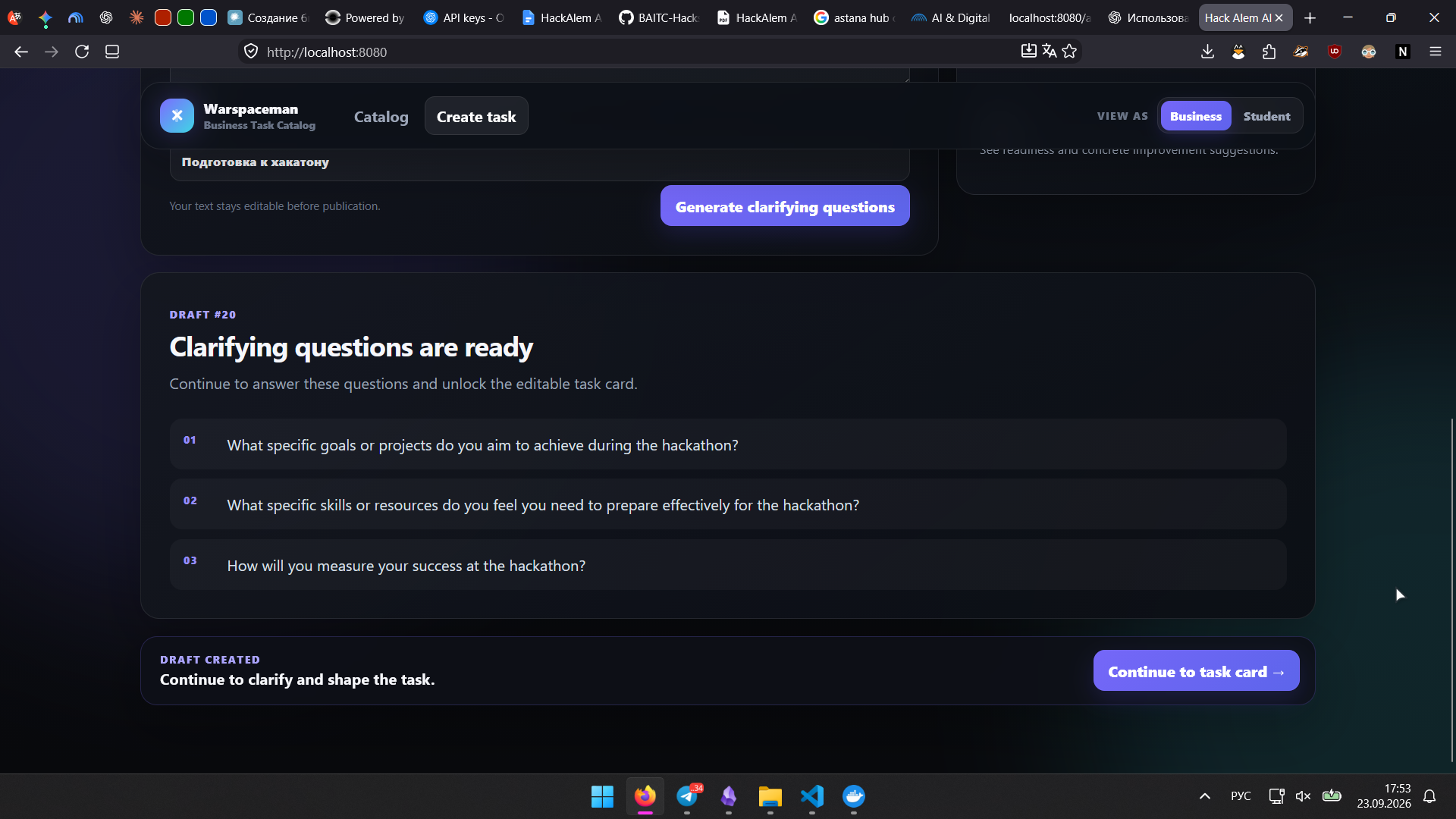 AI-generated clarification questions
