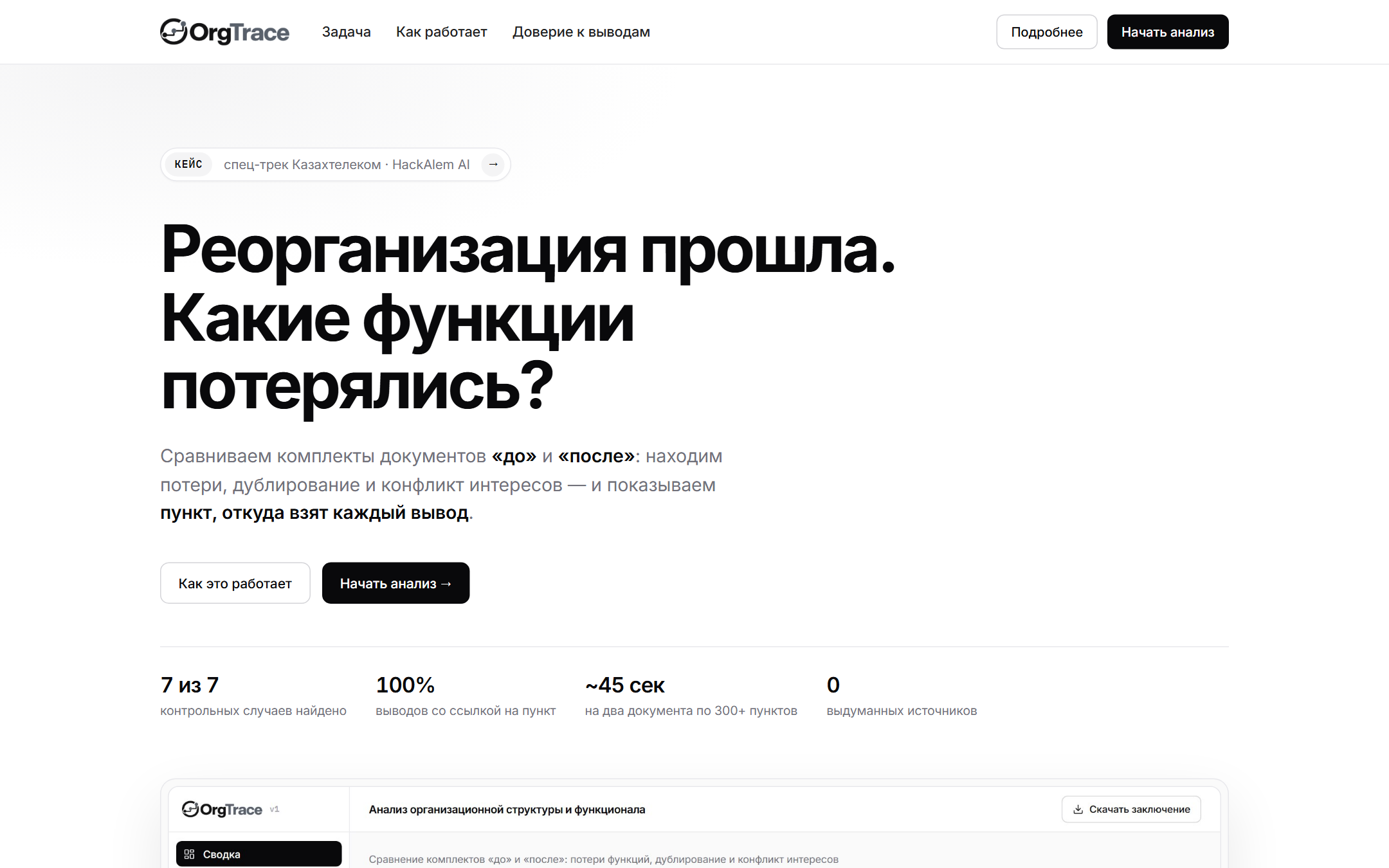 Стартовая страница OrgTrace