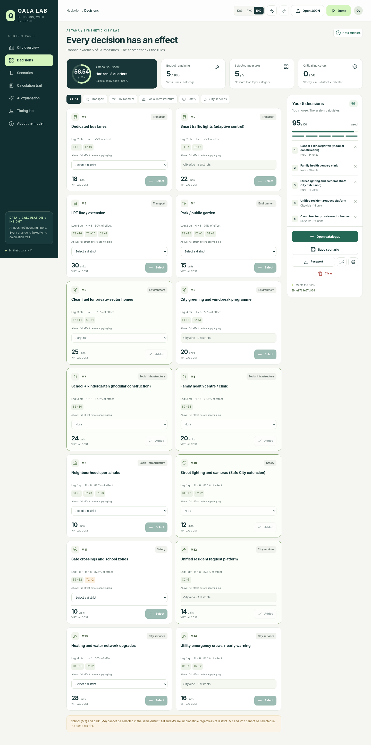 QALA LAB үш тілдегі интерфейсі