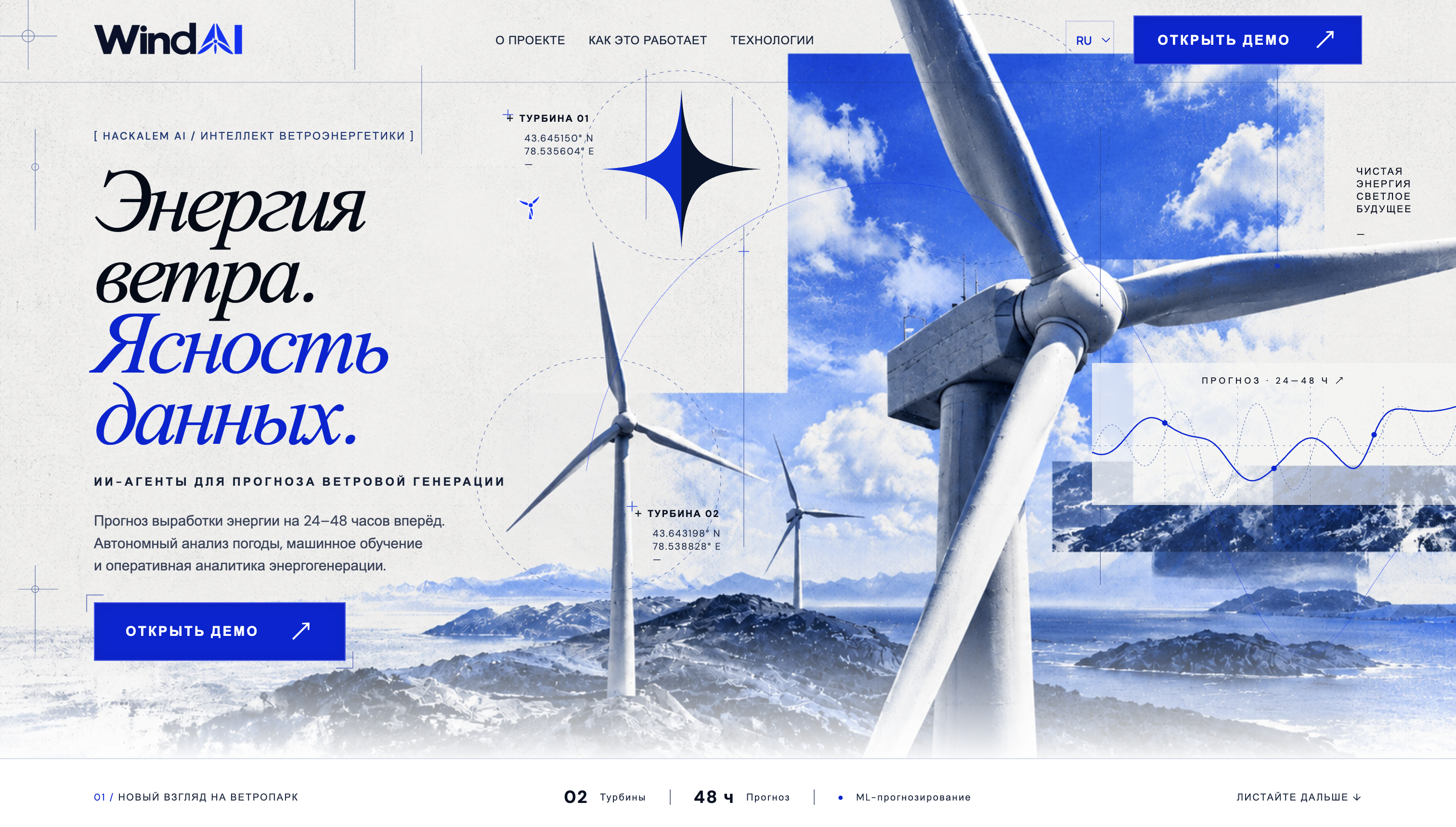 Главная страница WindAI на русском языке
