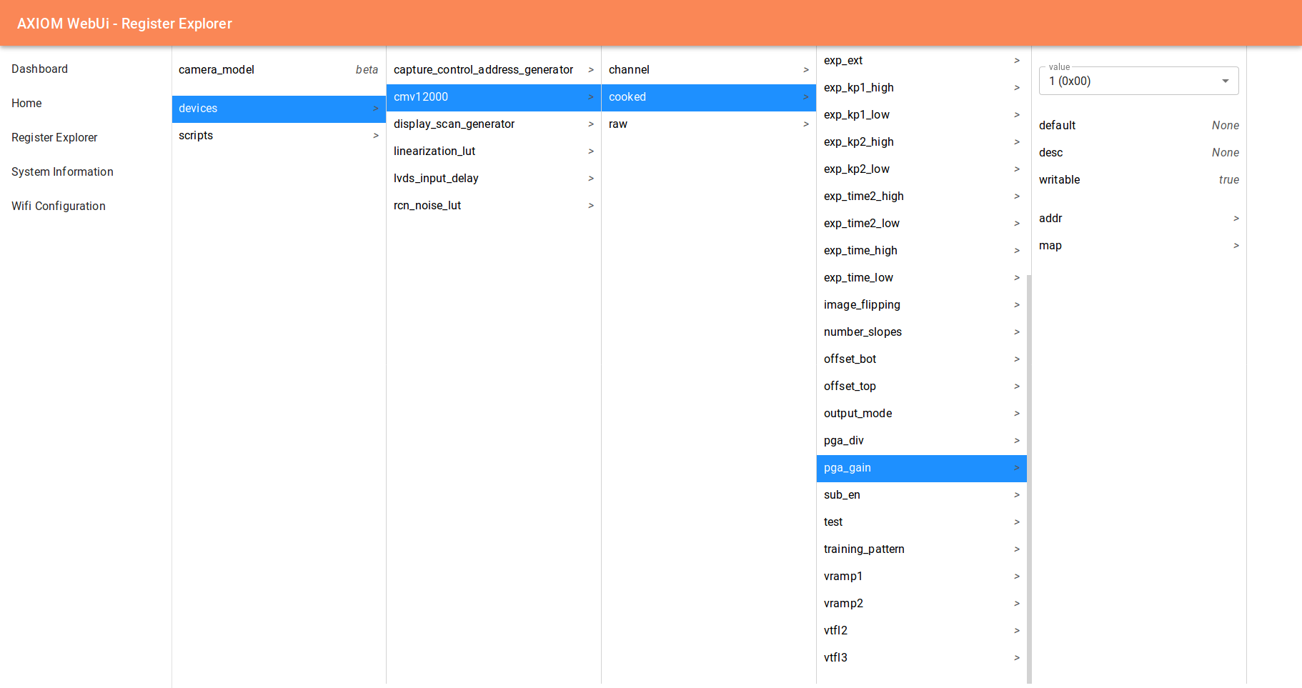 screenshot of the register explorer