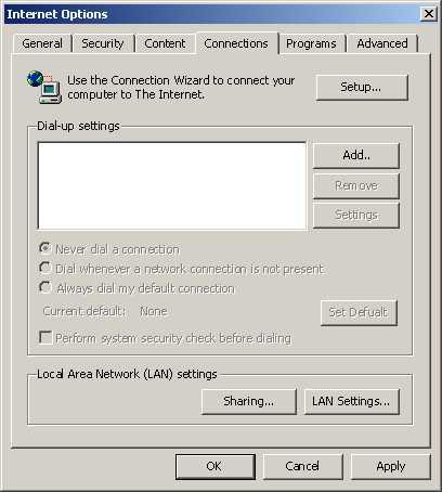 Avalonia Internet Explorer Internet Options