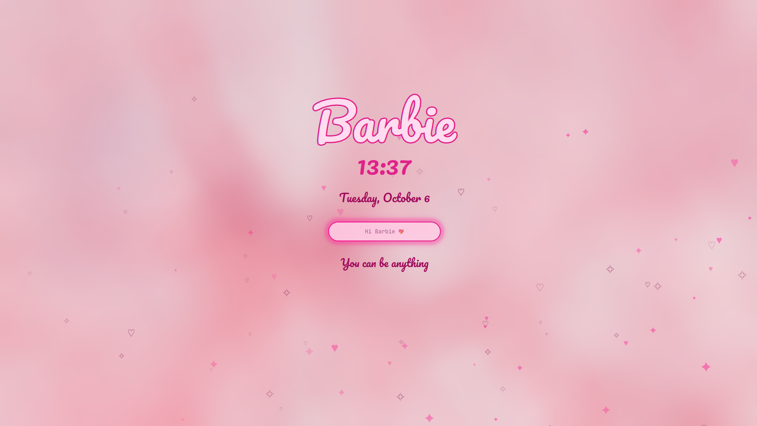 Barbie lock screen in Malibu colors