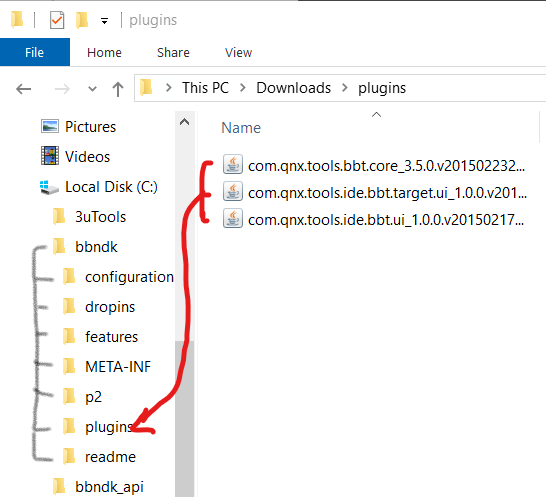 Thư mục plugin của Momentics