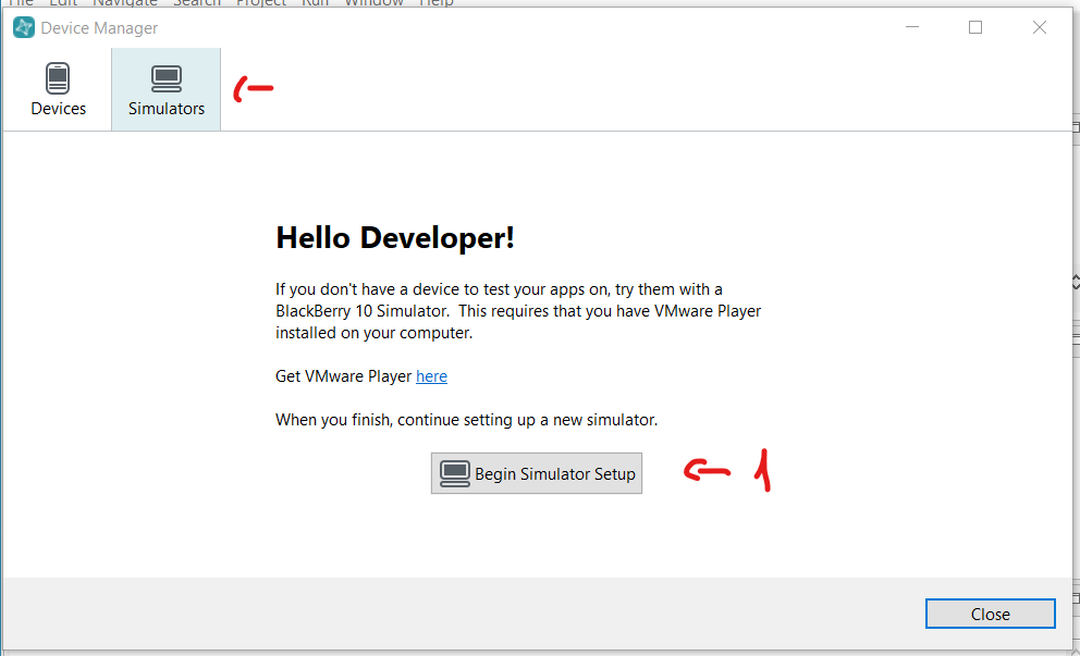 Simulator setup bước 1