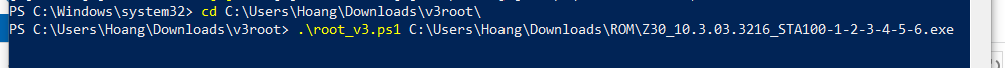Lệnh build root_v3.ps1 kèm đường dẫn autoloader