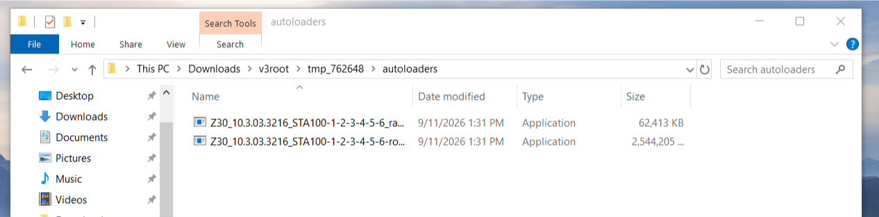 So sánh dung lượng root_v3.exe và radio.exe