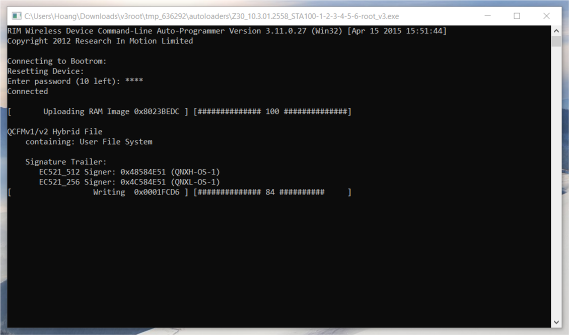 Chạy file root_v3.exe để flash OS autoloader