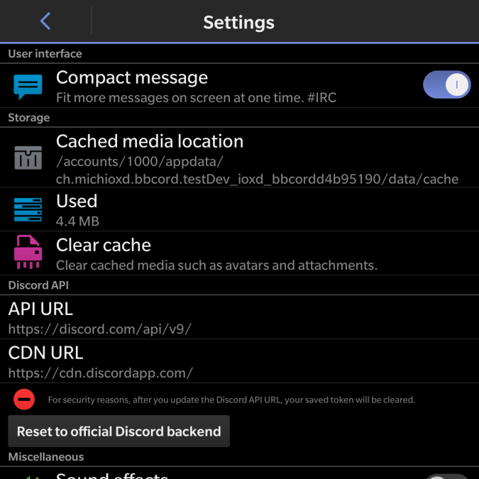 BBCord 1.0.1.x - Trang Settings