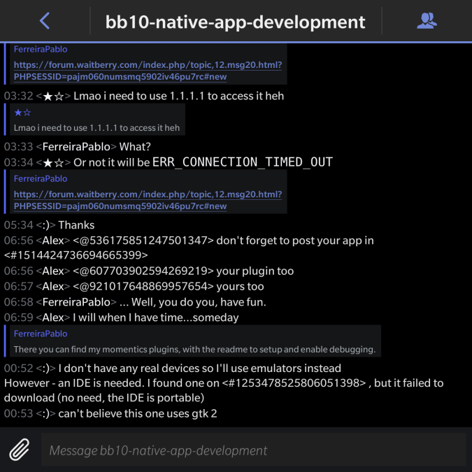 BBCord 1.0.1.x - Giao diện kênh BB10 Native App Development