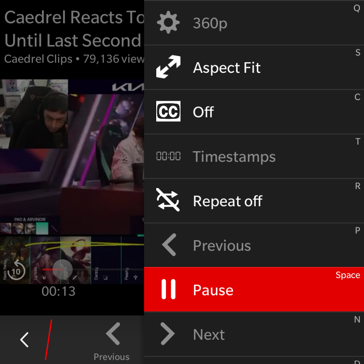 BBtube - Menu chọn chất lượng 360p